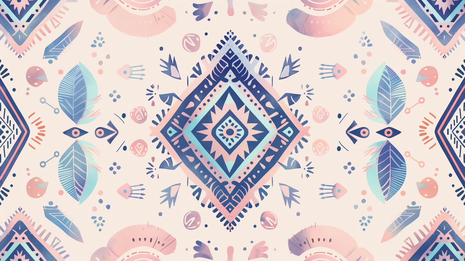 Pastel geometric wallpaper design file showing intricate diamond pattern and bohemian details