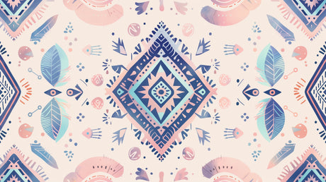 Pastel geometric wallpaper design file showing intricate diamond pattern and bohemian details