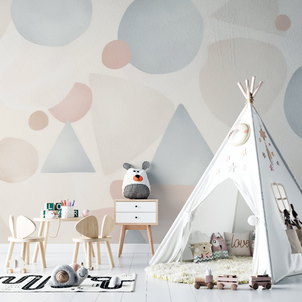 Modern geometric wallpaper creating a fresh look in a home office space