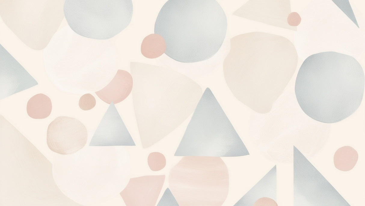 Geometric wallpaper design file showing pastel shapes on cream background