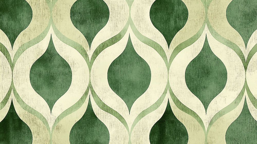 Teardrop geometric pattern design file showing intricate green shapes on beige background