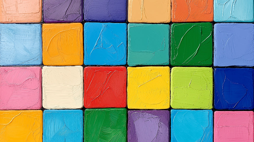 Geometric rainbow squares wallpaper design file showing textured 3D effect pattern