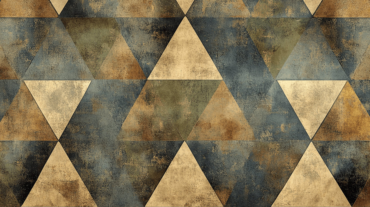 Design file of vintage geometric wallpaper pattern showing detailed triangle arrangement and color palette