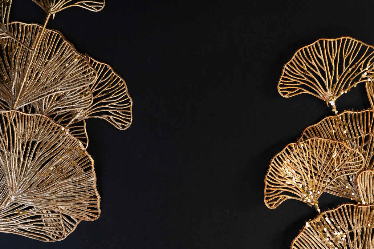 Black and gold Ginkgo leaf pattern design file showing intricate botanical details
