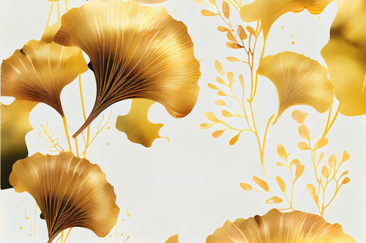 Golden ginkgo leaves design file showing detailed botanical pattern and texture