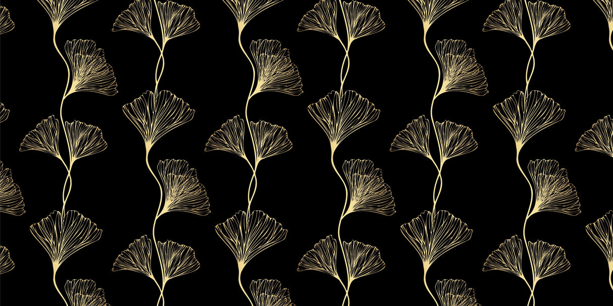 Ginkgo leaf wallpaper design file showing intricate gold pattern on black background