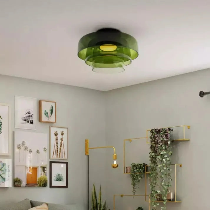 Modern Glass Ceiling Light  Layered Smoke Shade Design - Product example