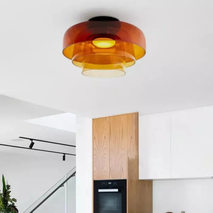 Modern Glass Ceiling Light  Layered Smoke Shade Design - Product detail 10