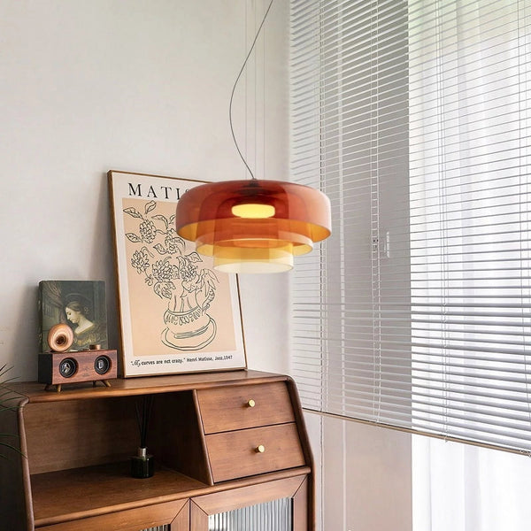 Nordic Glass Pendant Light Layered Green Shade Design - Product detail 17
