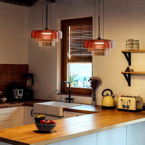 Nordic Glass Pendant Light Layered Green Shade Design - Product detail 18