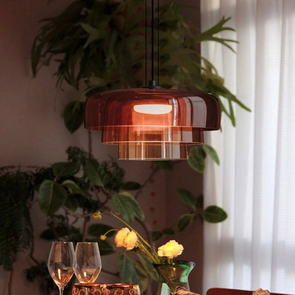 Nordic Glass Pendant Light Layered Green Shade Design - Product detail 20