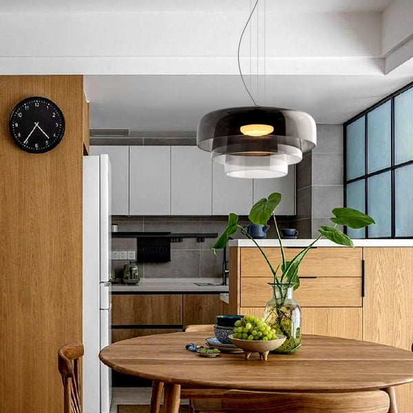 Nordic Glass Pendant Light Layered Green Shade Design - Detailed view