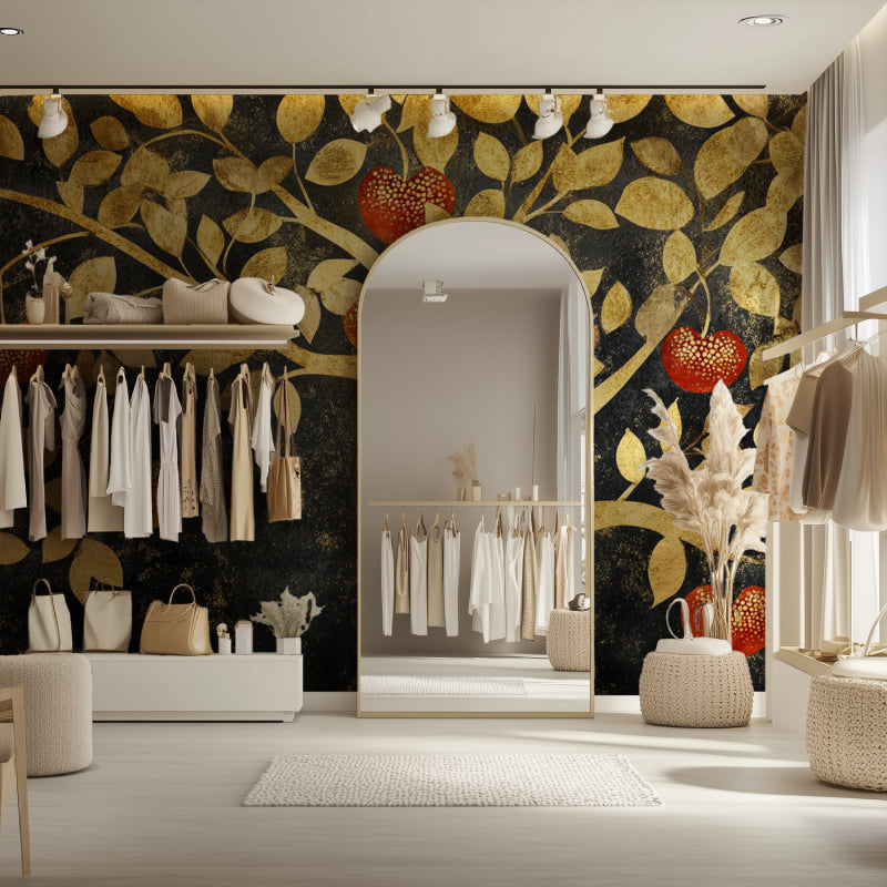 Art deco fruit tree design adding warmth to master bedroom