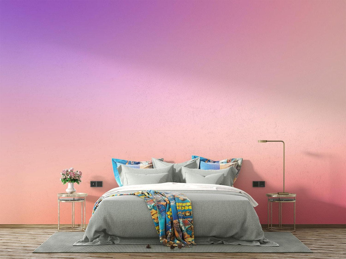 Gradient wall design in yoga studio showing full wall application