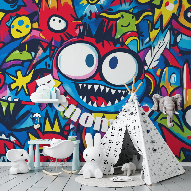 Graffiti monster design mural making statement in contemporary office space
