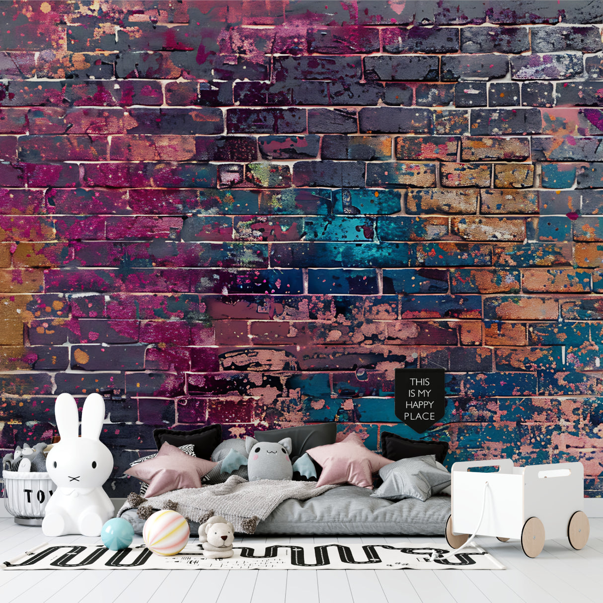 Graffiti wall design transforming a gaming room with artistic flair