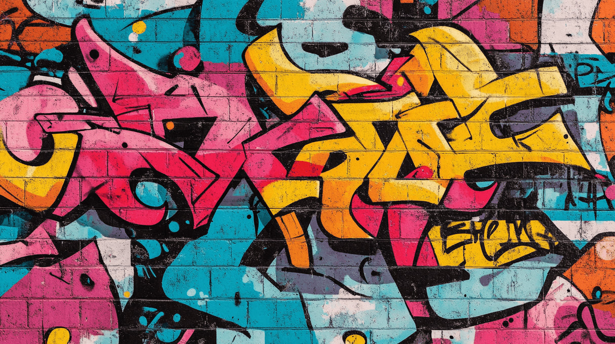 Street art graffiti wallpaper design file showing detailed urban pattern and color composition