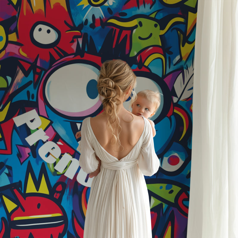 Urban graffiti design creating impact in a contemporary home office