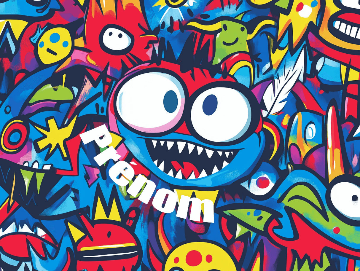 Monster graffiti street art design file showing vibrant colors and urban details