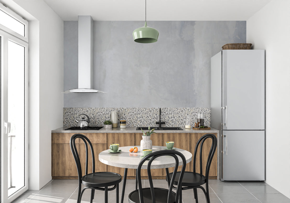 Contemporary concrete effect wallpaper showcased in modern office space