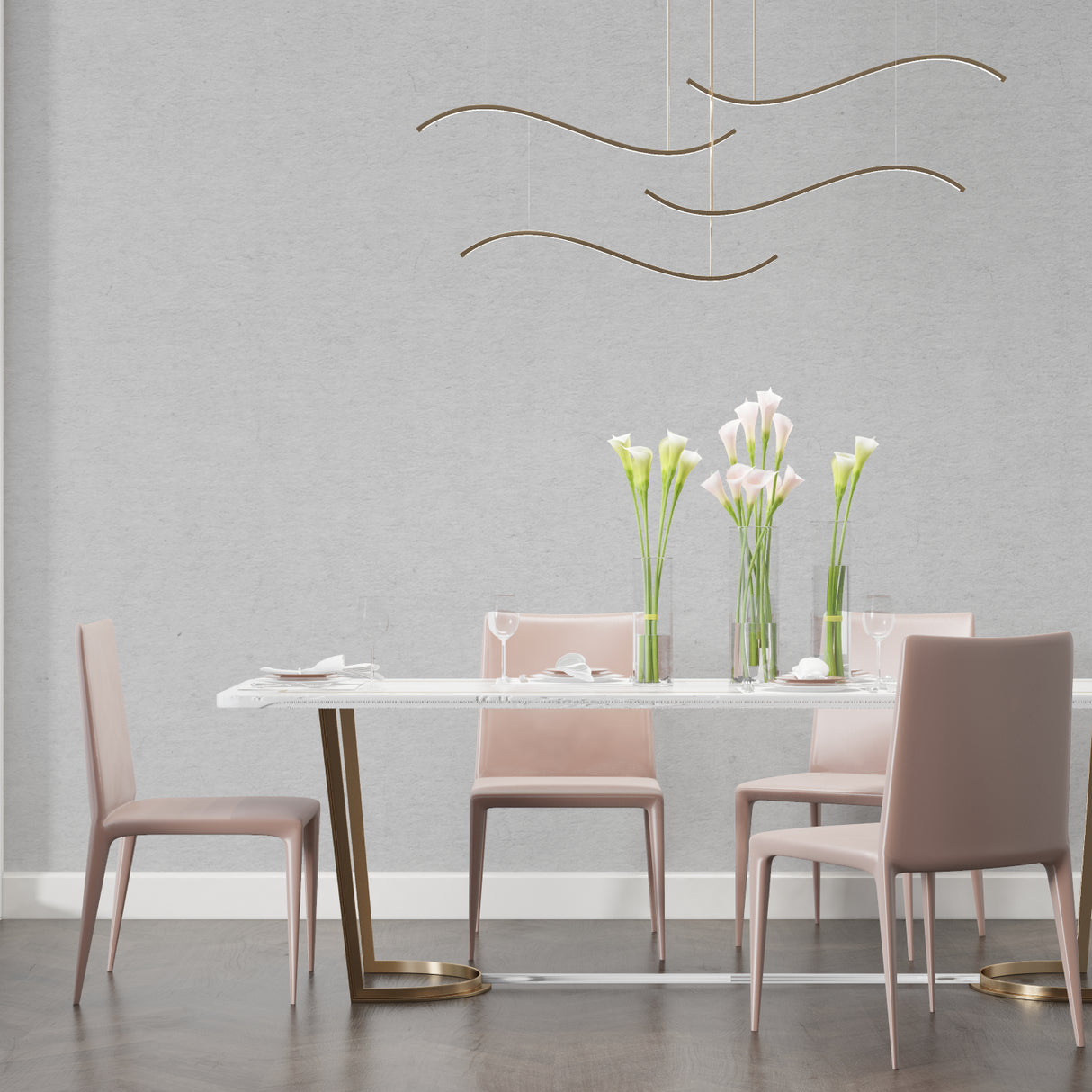 Modern grey wall covering bringing sophistication to a dining area