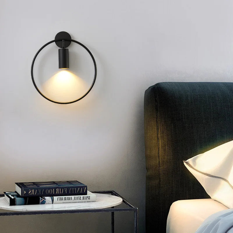 Modern Circle Wall Light Minimalist Black Metal Design - Product example