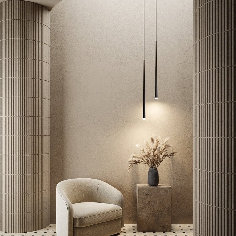 Modern LED Pendant Light Slim Black Adjustable Suspension - Product showcase