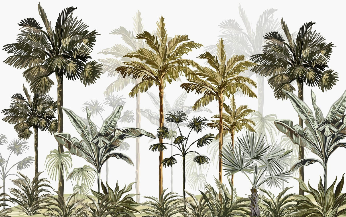 Tropical Mural Wallpaper | Vintage Palm Tree Paradise