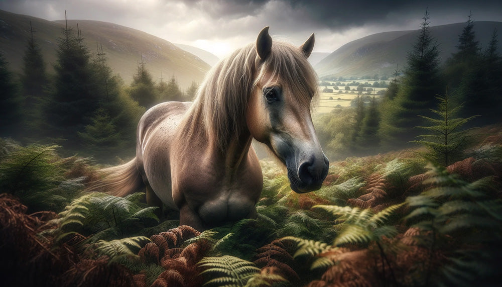 Horse Mural Wallpaper creating a stunning focal point in a modern living room with natural light highlighting the mountain scenery