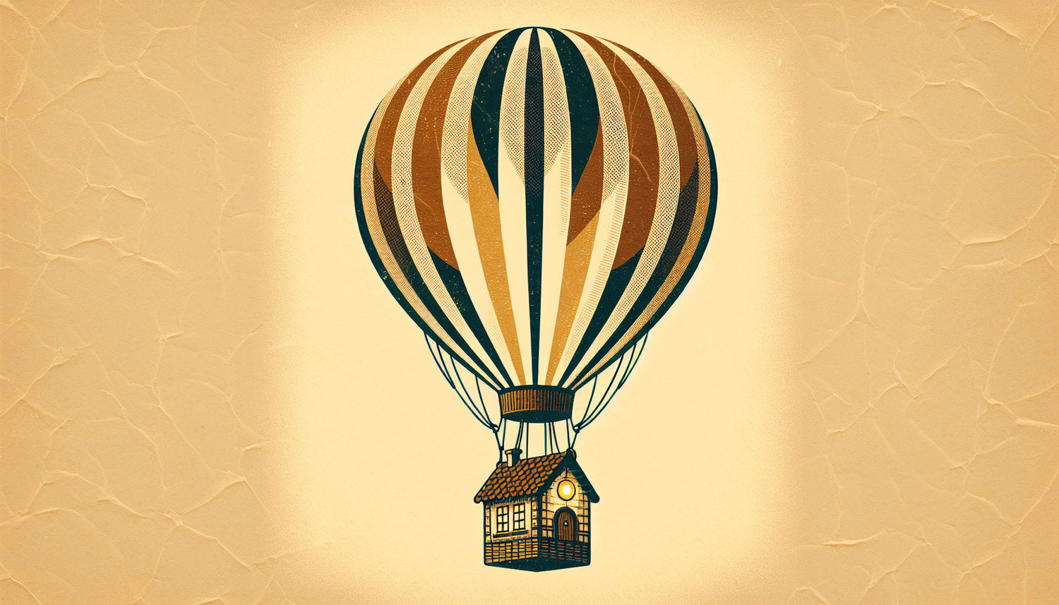 Hot air balloon vintage stripes design file showing full pattern and rich color detail