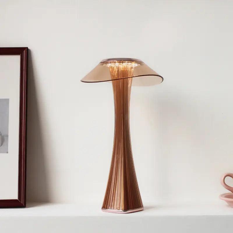 Modern Table Lamp  Ribbed Glass Design - Detailed view