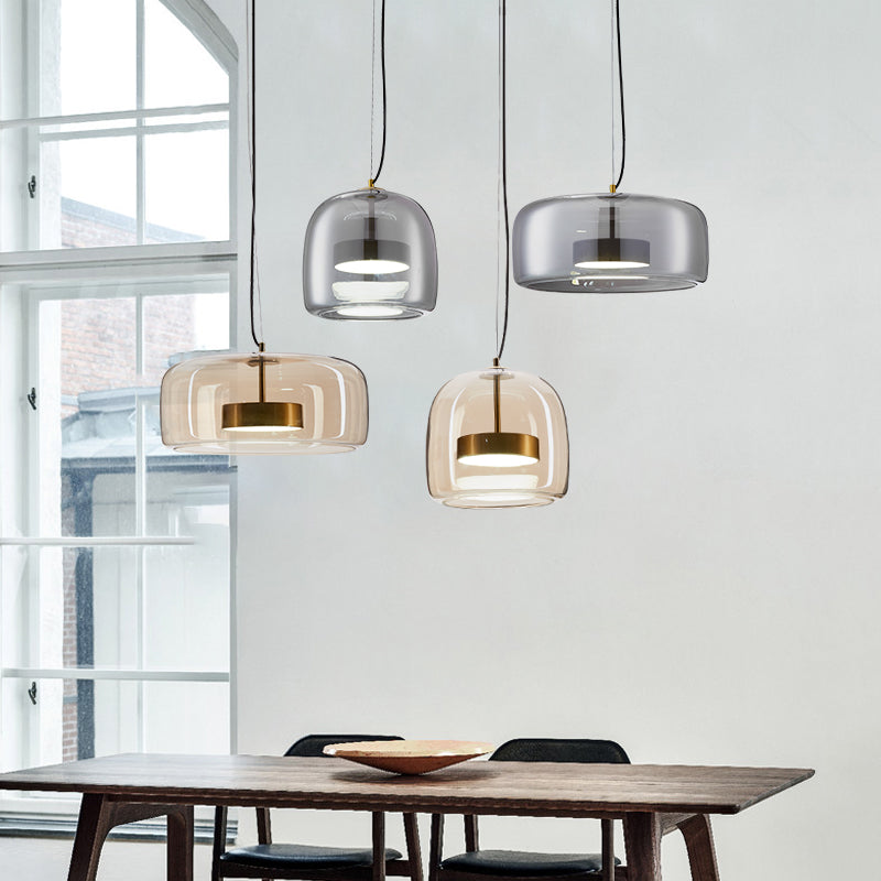 Modern Glass Pendant Light  Smoked Glass With Brass Accents - Product detail 6