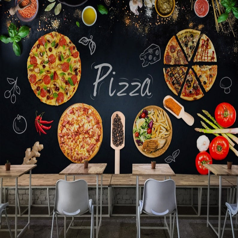 Food Mural Wallpaper | Italian Pizza Kitchen Design
