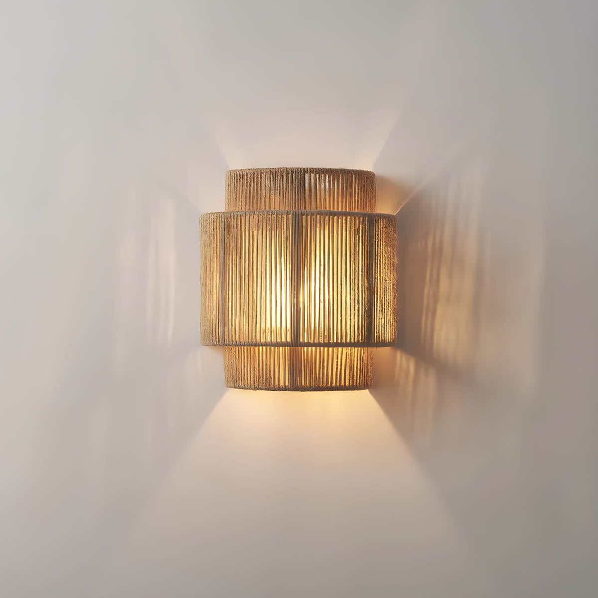 Modern Wall Sconce Textured Jute Shade Design - Product showcase