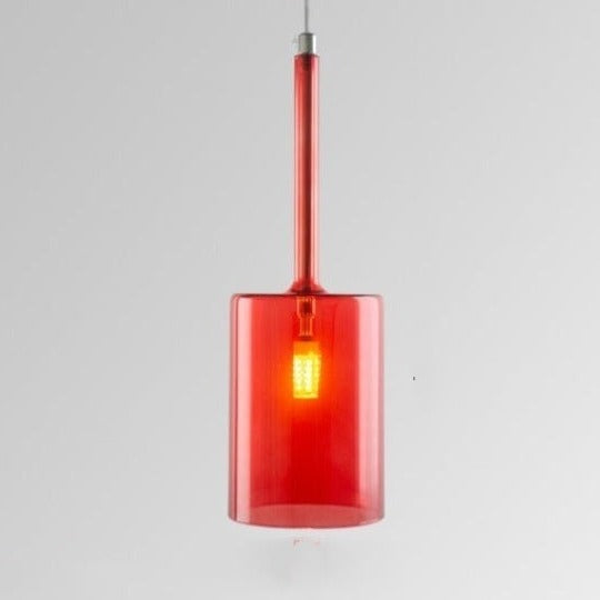 Contemporary Glass Pendant Lights Clear and Red Cylinder Design - Product detail 20