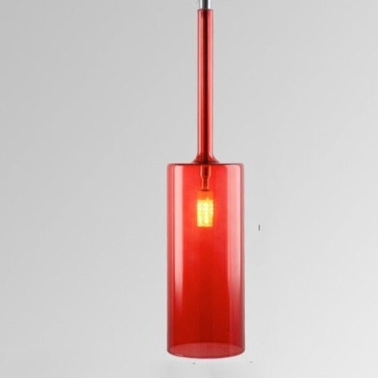 Contemporary Glass Pendant Lights Clear and Red Cylinder Design - Product detail 19