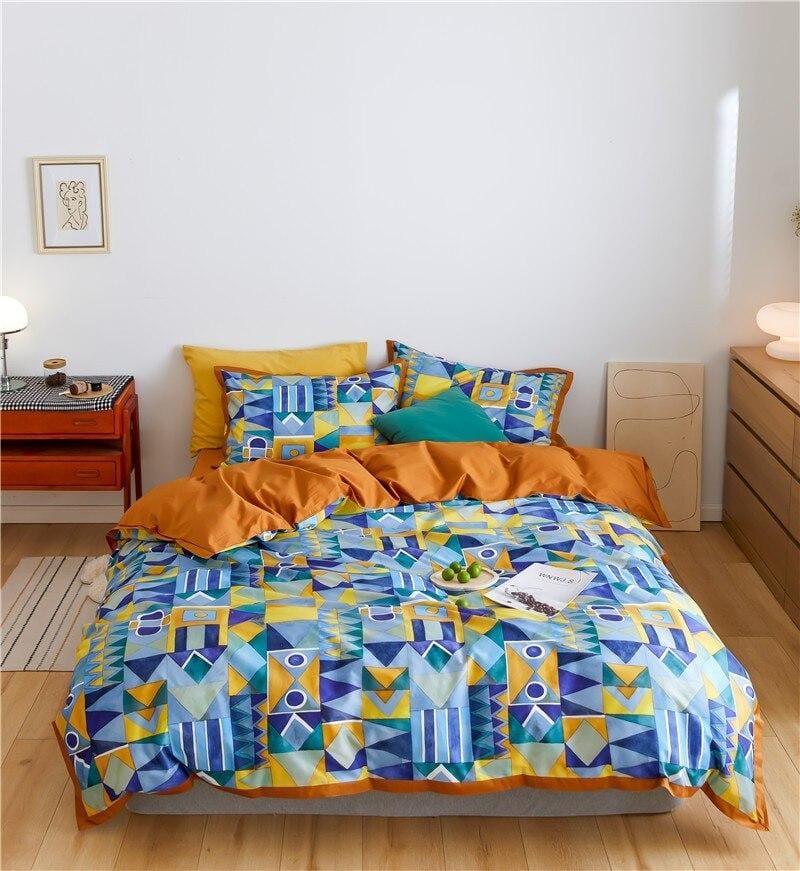 Modern Geometric Duvet Set  Egyptian Cotton Bedding - Product showcase