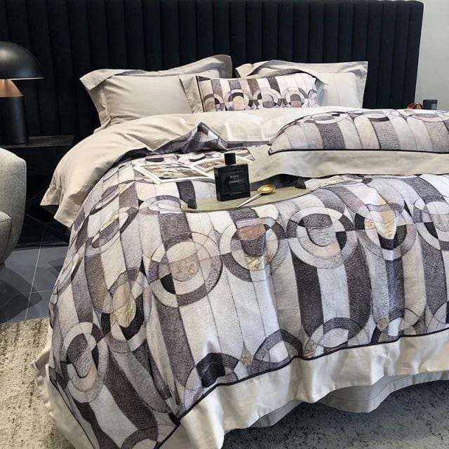 Egyptian Cotton Bed Linen Set  Geometric Pattern Design - Detailed view