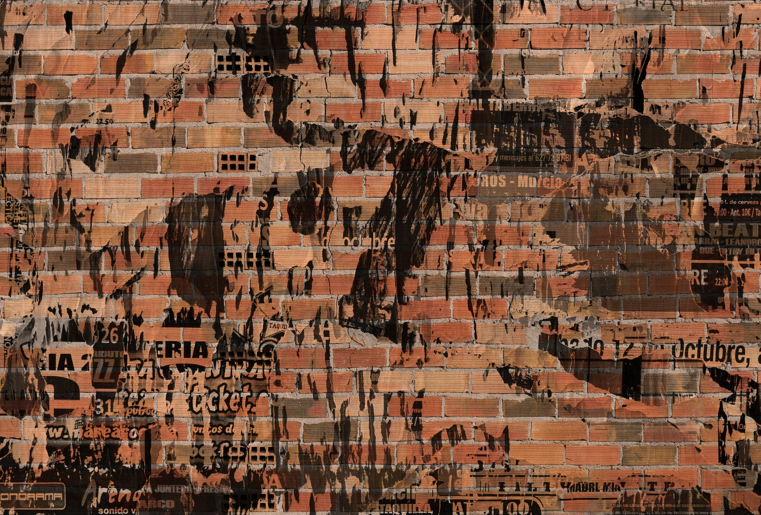 Design file showing detailed brick texture and graffiti pattern on urban wall mural