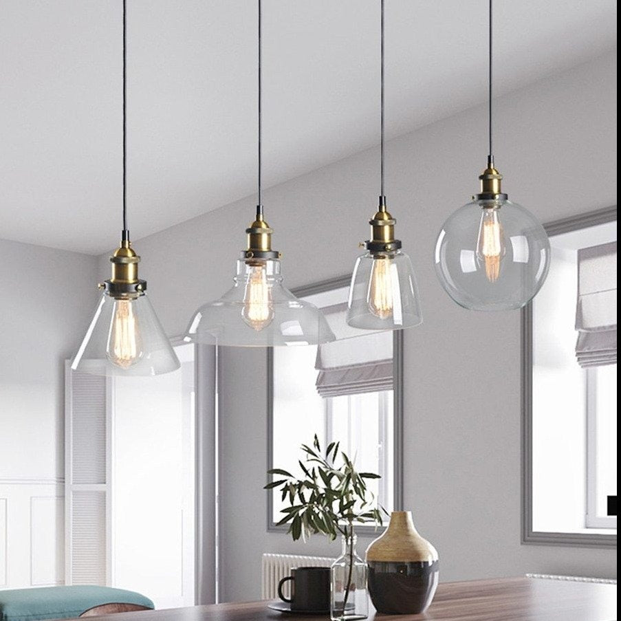 Industrial Glass Pendant Light Smoke Grey Vintage Shade - Product detail 5