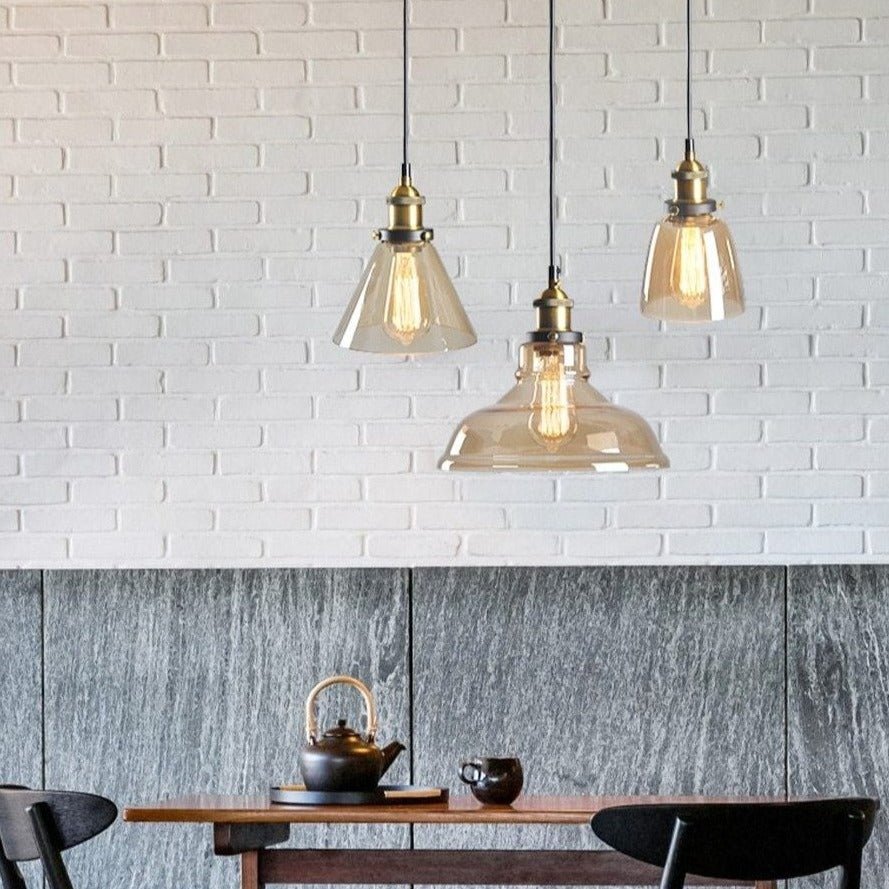 Industrial Glass Pendant Light Smoke Grey Vintage Shade - Product detail 4