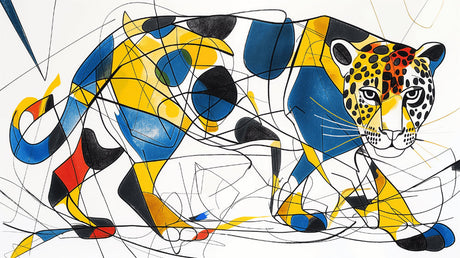 Geometric Jaguar Wallpaper design file showing detailed abstract pattern with vibrant colors