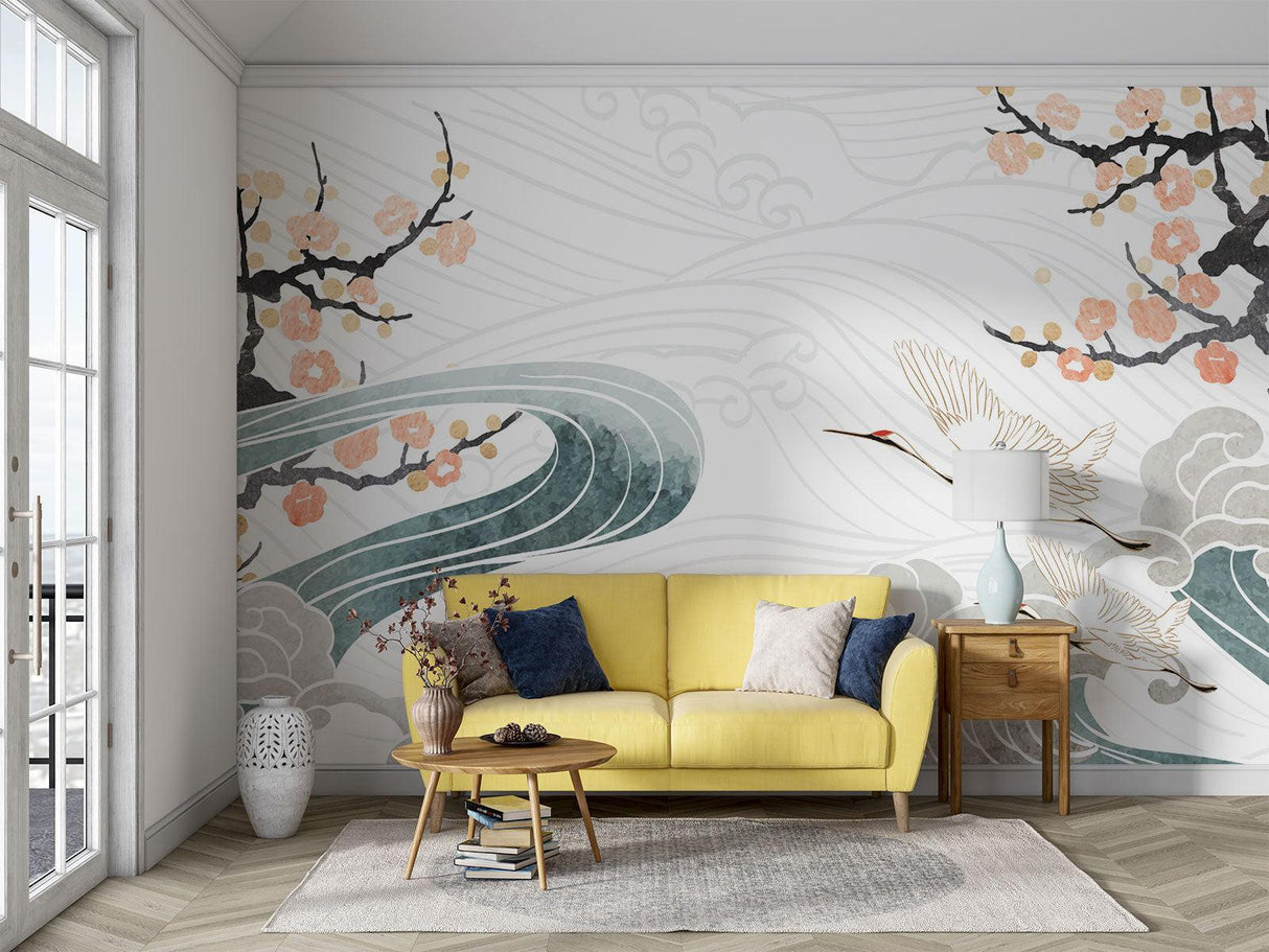 Japanese Wall Mural bringing nature indoors in meditation room