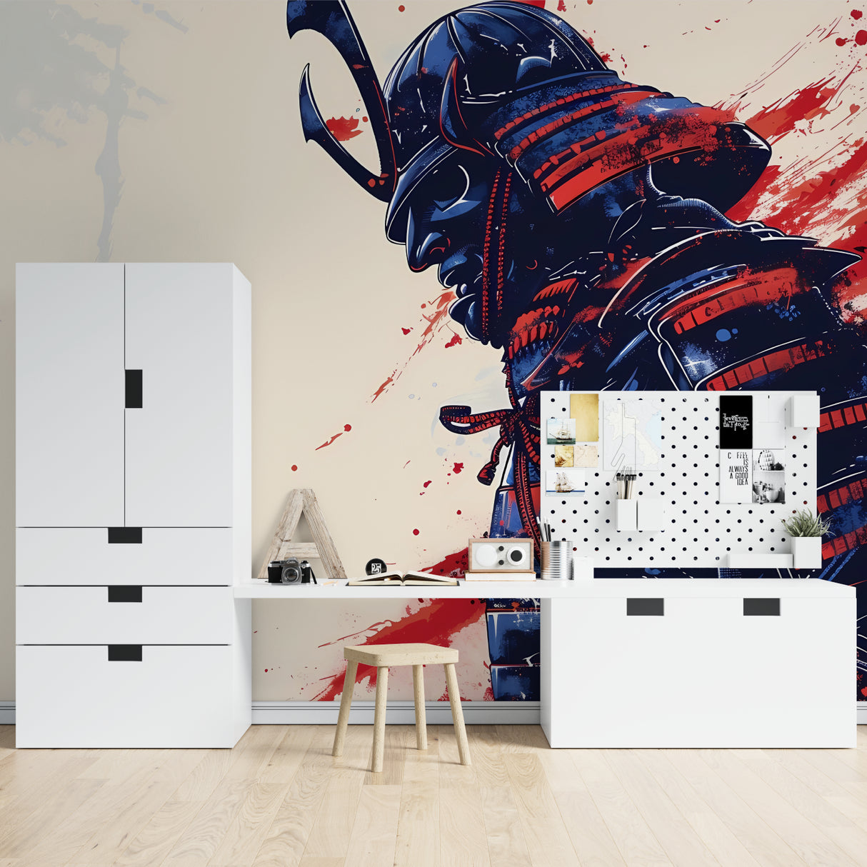 Japanese Warrior Wall Art making statement in home office space