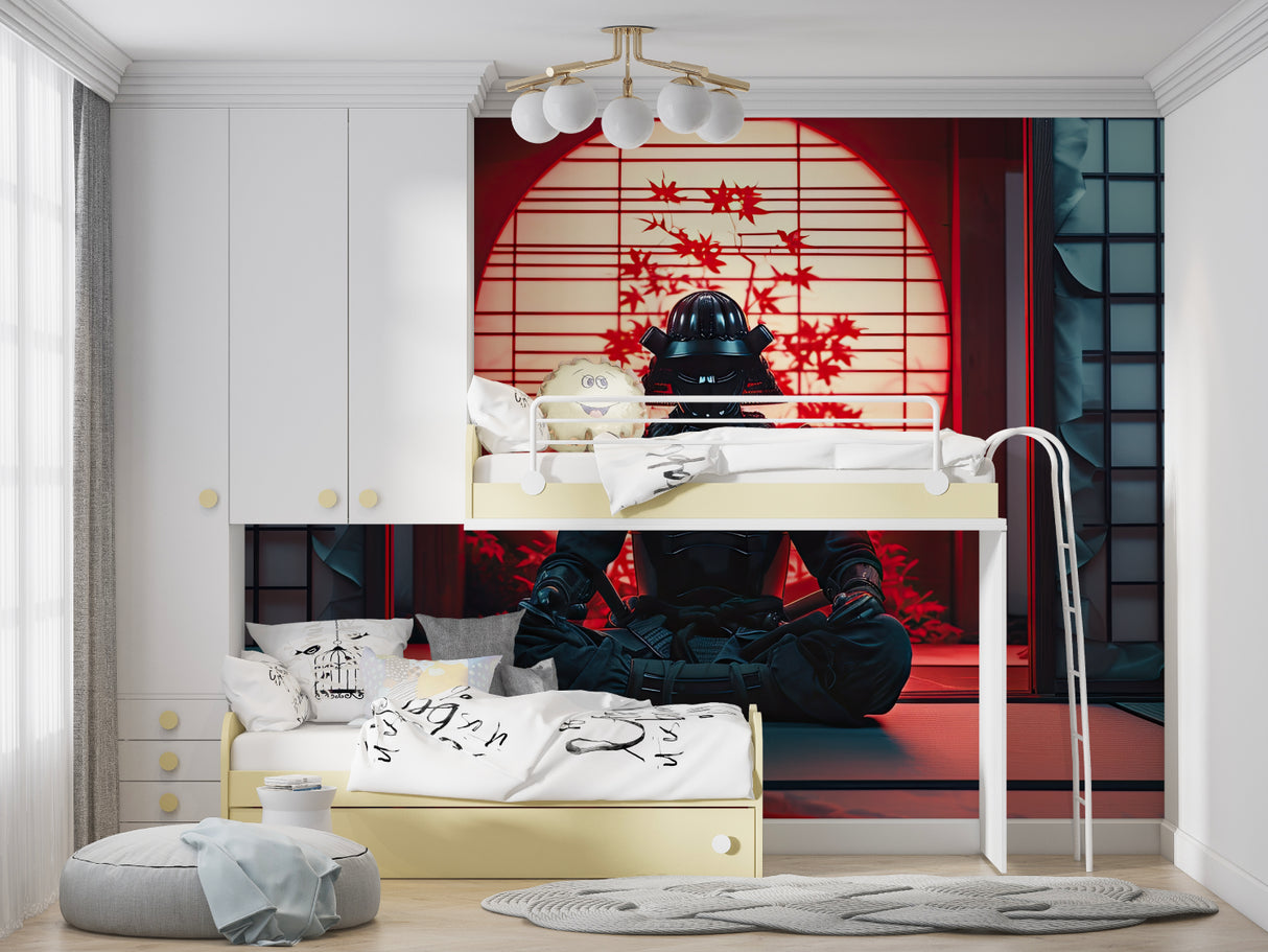 Japanese mural installed in contemporary gaming room showing scale