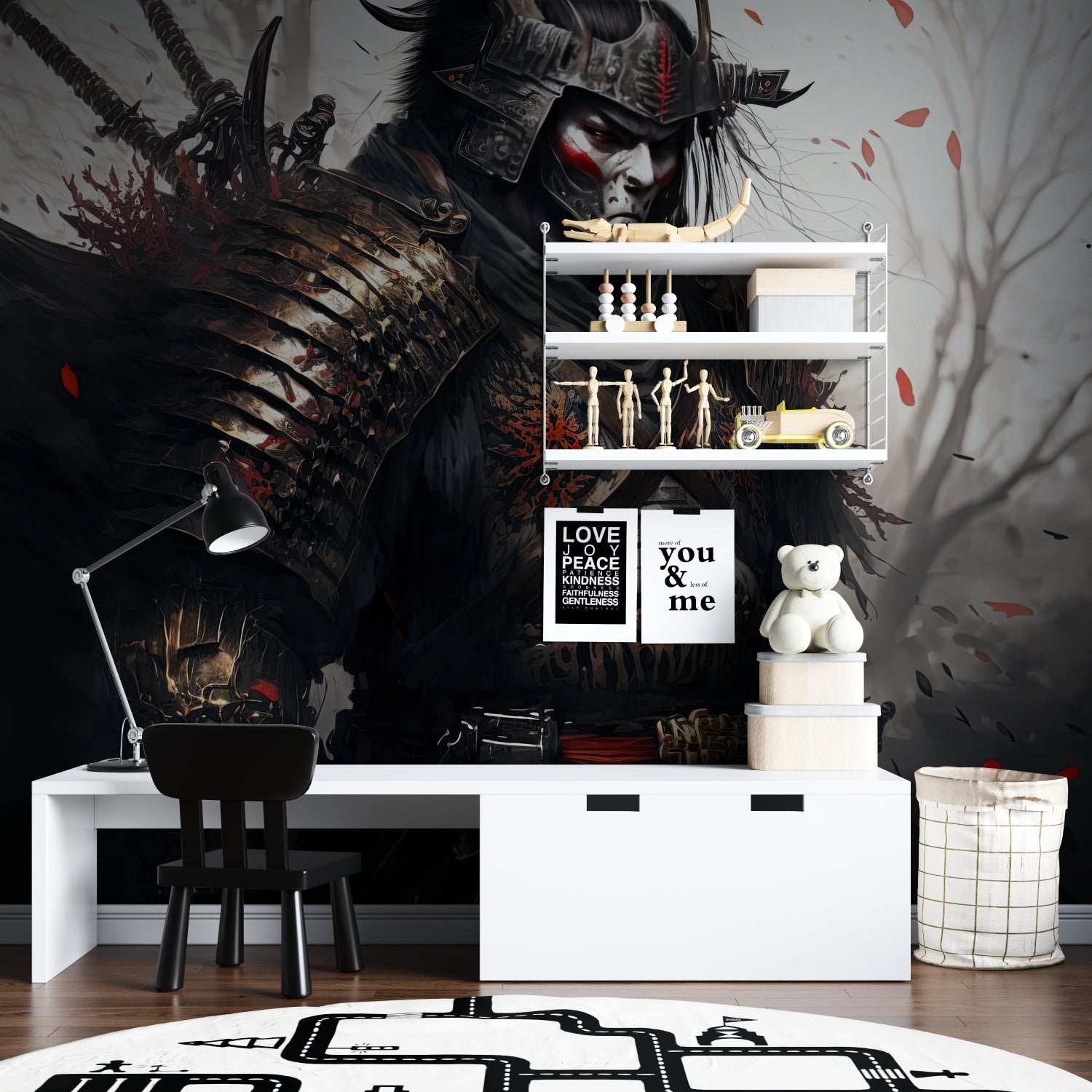 Japanese warrior art displayed in martial arts training space