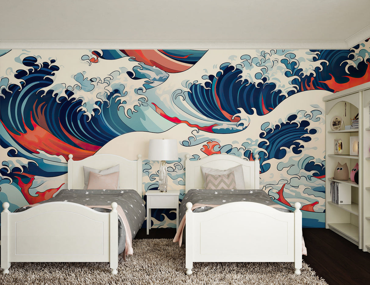 Japanese-inspired wave design making statement in stylish home office space
