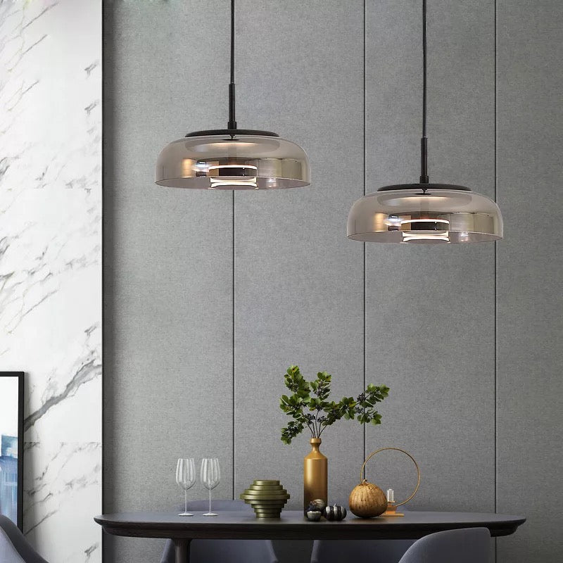 Modern LED Pendant Light Glass Stone Disc Design - Product example
