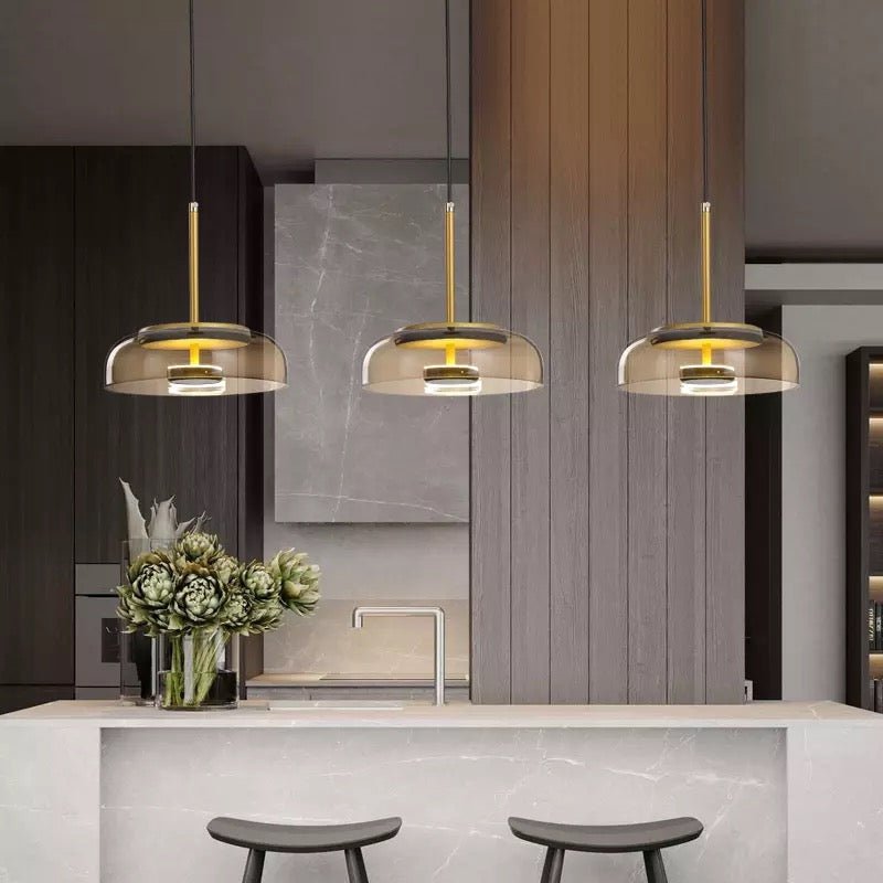 Modern LED Pendant Light Glass Stone Disc Design - Product detail 6