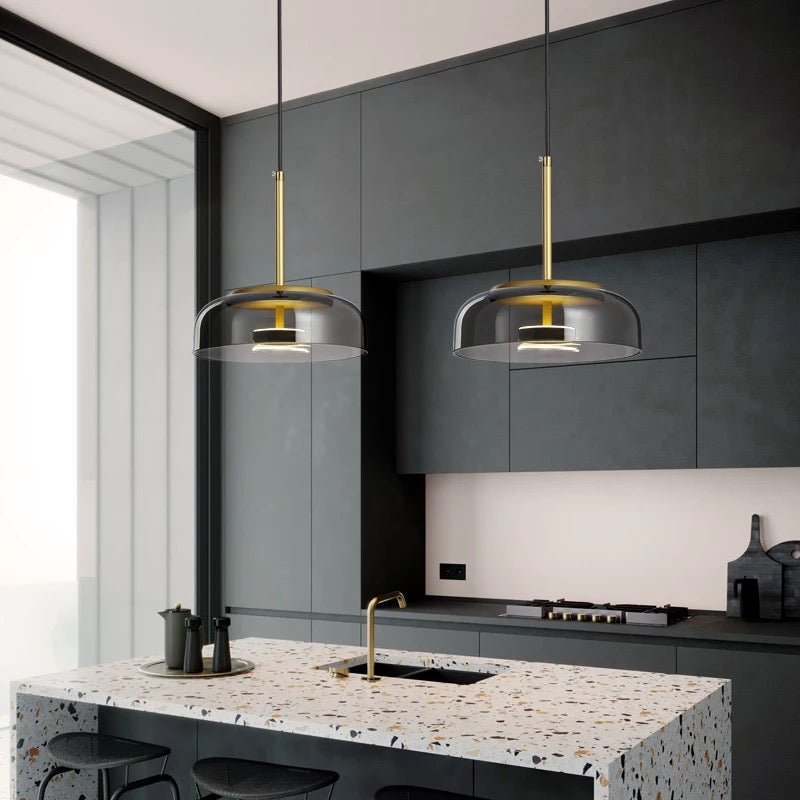 Modern LED Pendant Light Glass Stone Disc Design - Product detail 4